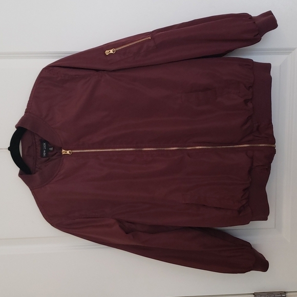 Women's New Look Burgandy Bomber Jacket - Size 1X - Picture 1 of 12